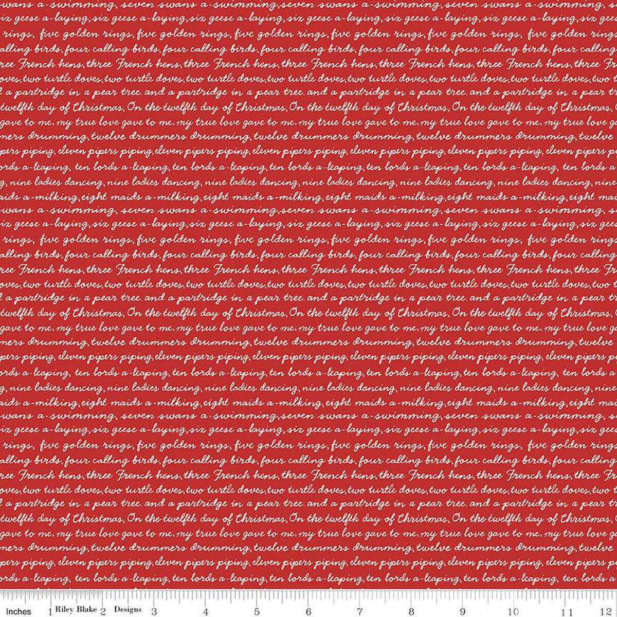 A Pear-fect Christmas Calling Words Red C14974-RED by Cayla Naylor for Riley Blake for quilting apparel and home decor 100% cotton fabric