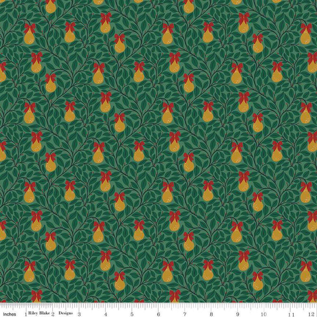A Pear-fect Christmas Pear Tree Green C14975-GREEN floral by Cayla Naylor for Riley Blake for quilting apparel and home decor 100% cotton fabric