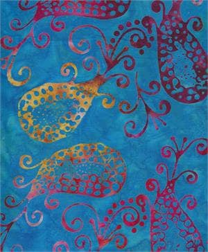 Batik Textiles 4536 Serendipity Large Multi Blue Paisley 100% cotton Batik fabric