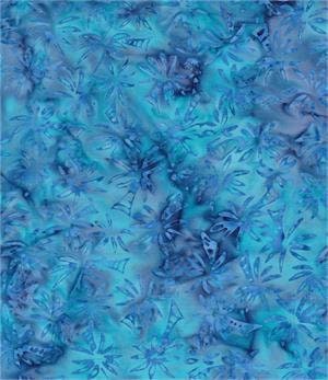 Batik Textiles 4815 Island Hopping palm trees on turquoise blue background tranquil mood 100% cotton Batik fabric
