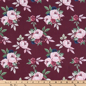Berry Rose clearance Apparel Fabric Floral Cotton Fabric Quilt Fabric Quilting Fabric Nursery Fabric 100% Cotton Fabric