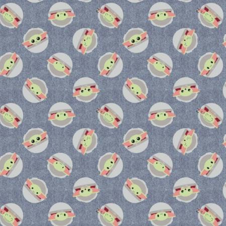 Blue Star Wars clearance Mandalorian Baby Yoda Toss 100% Cotton Fabric half yard by the yard