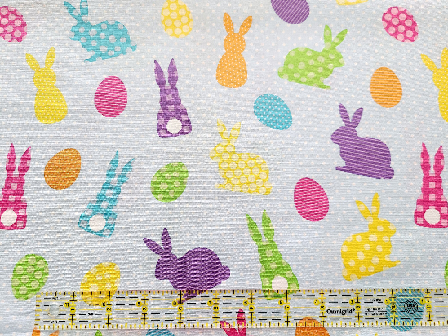 Bunnies and Eggs by Brother Sister Design Studio Quilting Sewing Fabric Easter Eggs Bunnies Dots 100% cotton