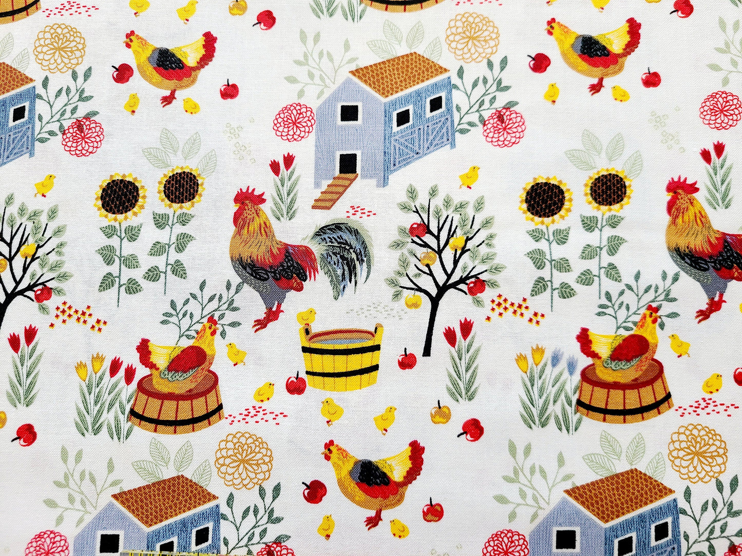 Chicken & Coops Cotton Calico Fabric Quilting Apparel Fabric from Brother Sister Design Studio 100% Cotton