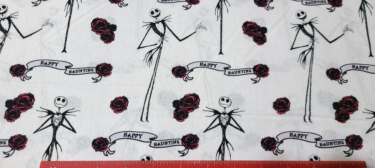 Clearance Nightmare Before Christmas white happy haunting rose Halloween Cotton Fabric FQ Half Yard One Yard