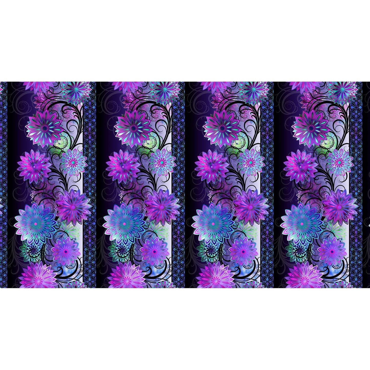 Digital Dazzle purple border fabric by Jason Yenter from In the Beginning 100% Cotton fabric