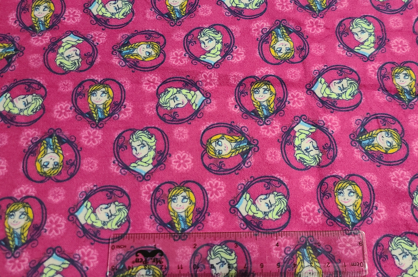 Disney Fabric, Frozen Fabric: Disney Frozen Sisters Anna and Elsa sisters set heart Flannel 100% cotton flannel fabric
