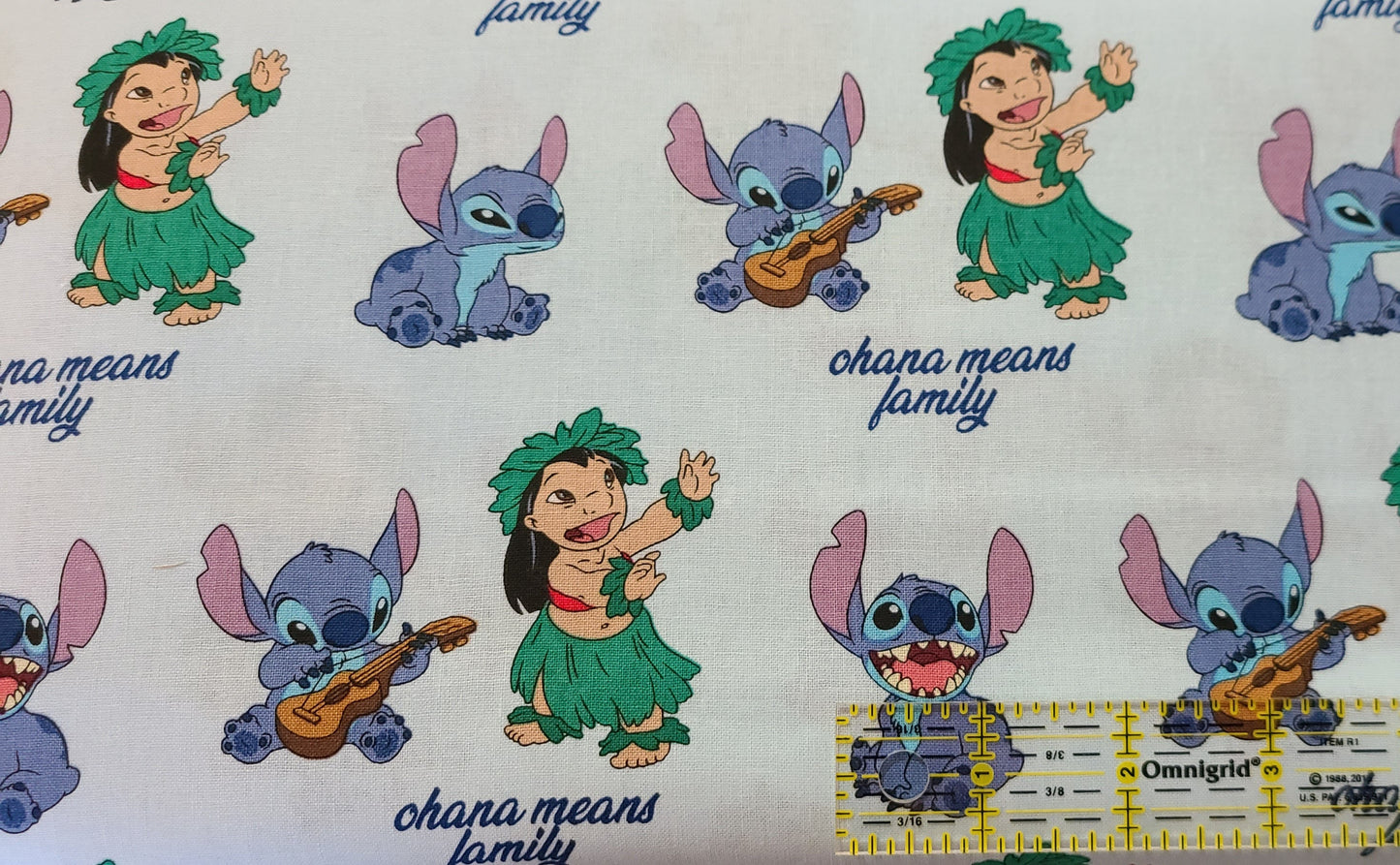 Disney Lilo & Stitch Cotton Fabric Ohana Means Family fat quarter half yard one yard