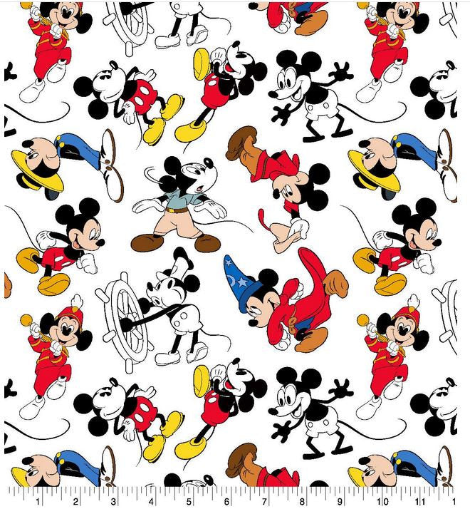 Disney Mickey Mouse Cotton Fabric Mickey Through the Years