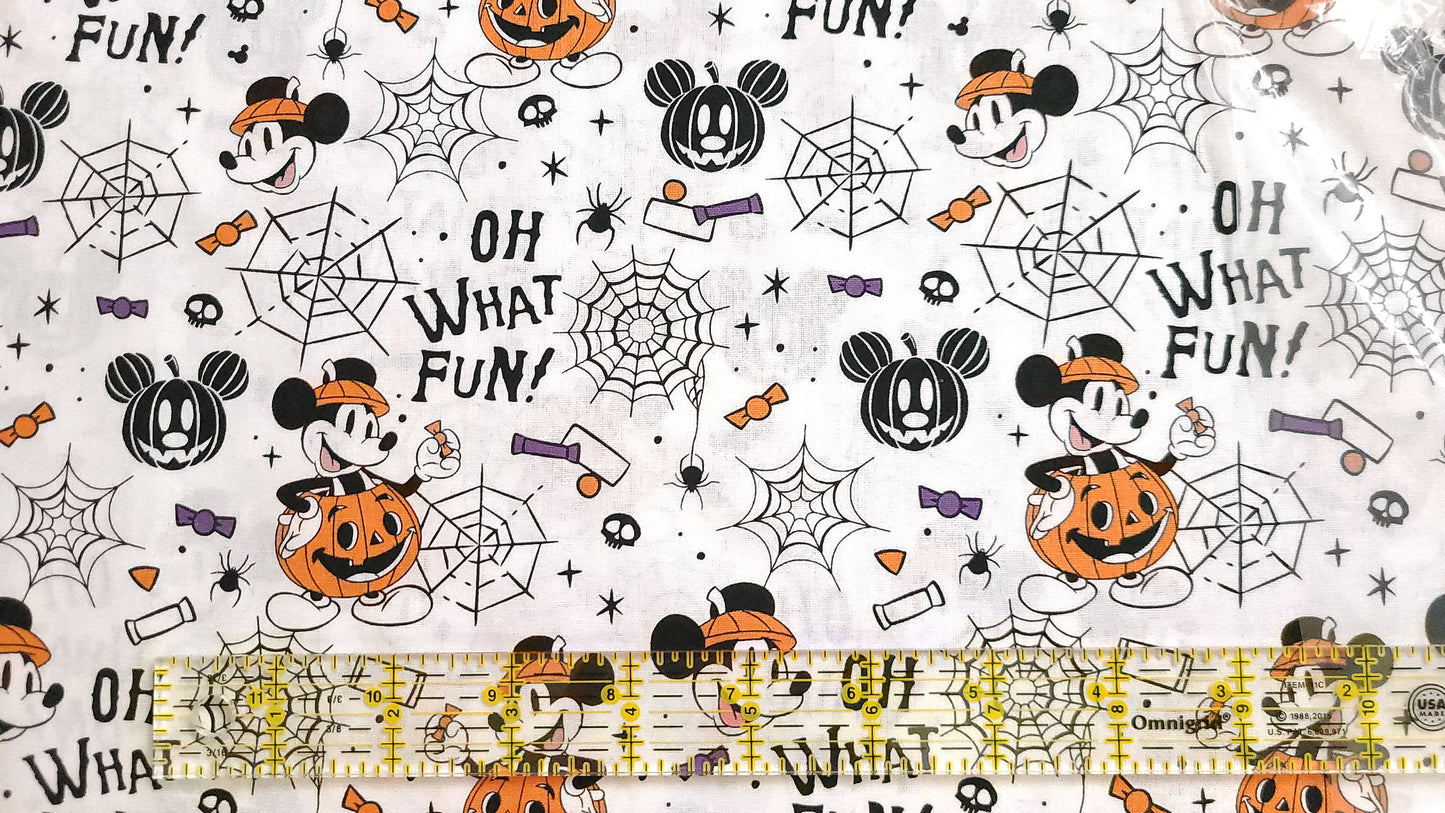 Disney Mickey What Fun on white Halloween 100% Cotton Fabric