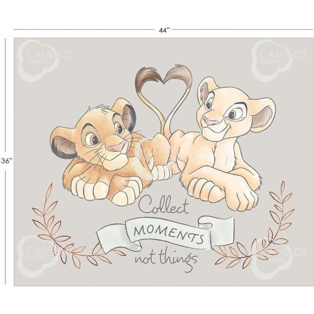 Disney Simba & Nala Panel Camelot fabric 100% Cotton sold by the panel 36"x43"