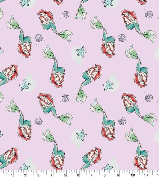 Disney clearance Little Mermaid Shell Toss Cotton Fabric FQ half yard