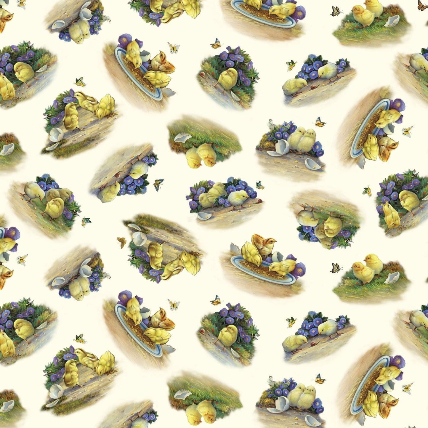 Elizabeth's Studio Joyful Countryside Block Panel Black 100% cotton 1 24"x44"panel with cooordinates