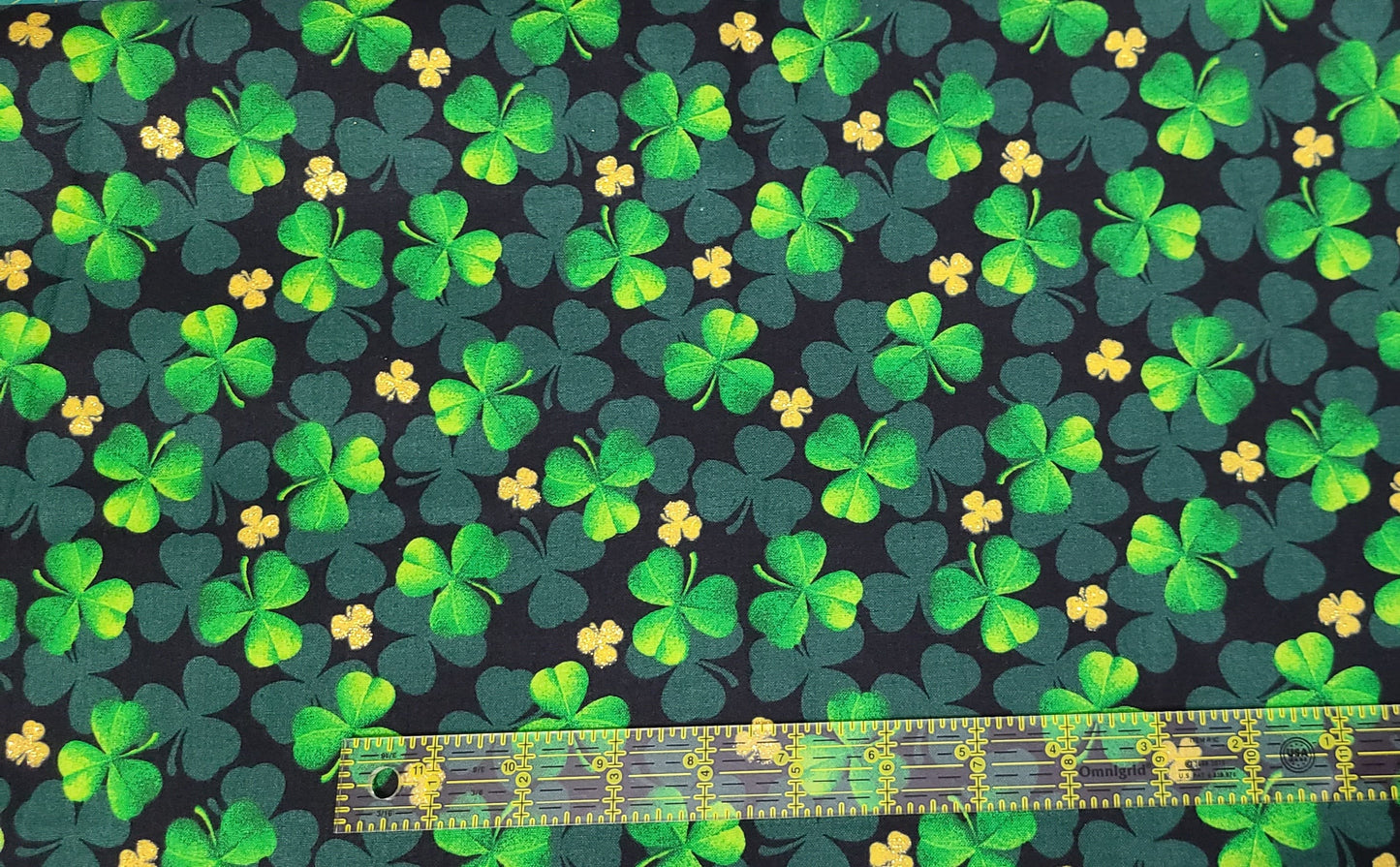 Fabric Traditons Shades of glitter Clover St. Patricks Day Cotton Fabric