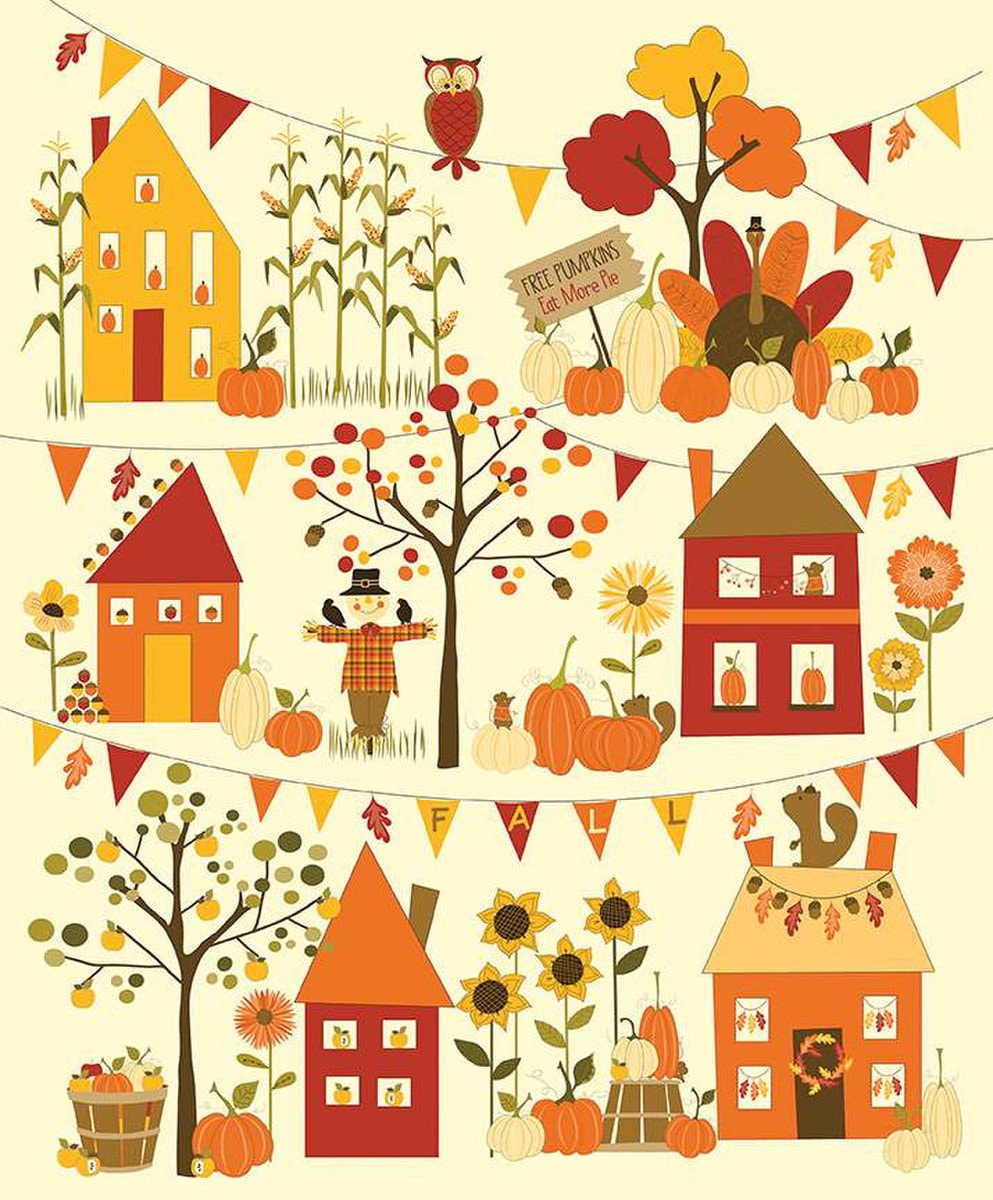 Fall's in Town Panel from Riley Blake P13519-PANEL 100% Cotton Fabric width 36" x 43.5"
