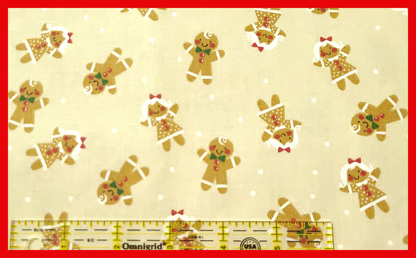 Gingerbread Tan clearance Christmas Cotton Fabric Christmas fabric 100% Cotton sold by fat quarter half yard by the yard