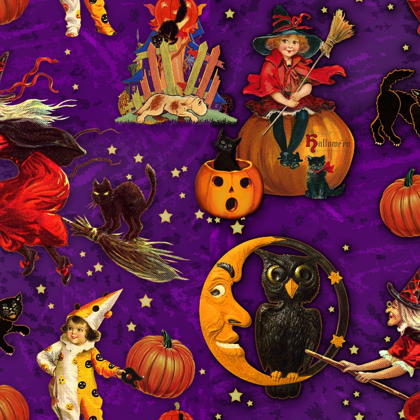 Halloween Moon Madness on Purple 80405-D430710 Springs Creative Holiday 2024 Collection 100% Cotton Fabric
