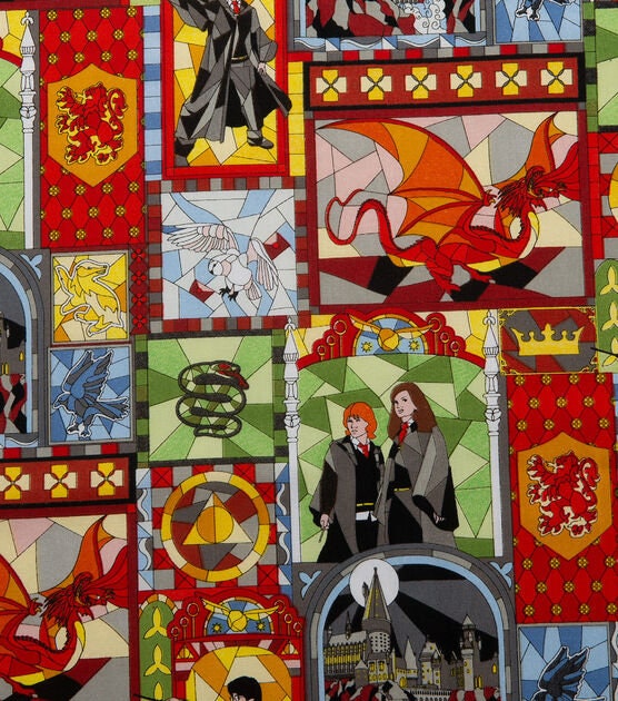Harry Potter Cotton Fabric Stained Glass Windows 100% cotton half yard one yard