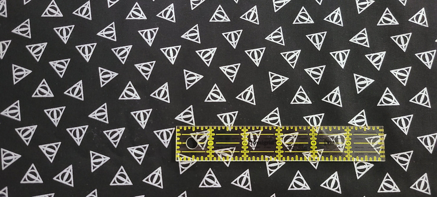 Harry Potter Deathly Hallows silver metallic cotton