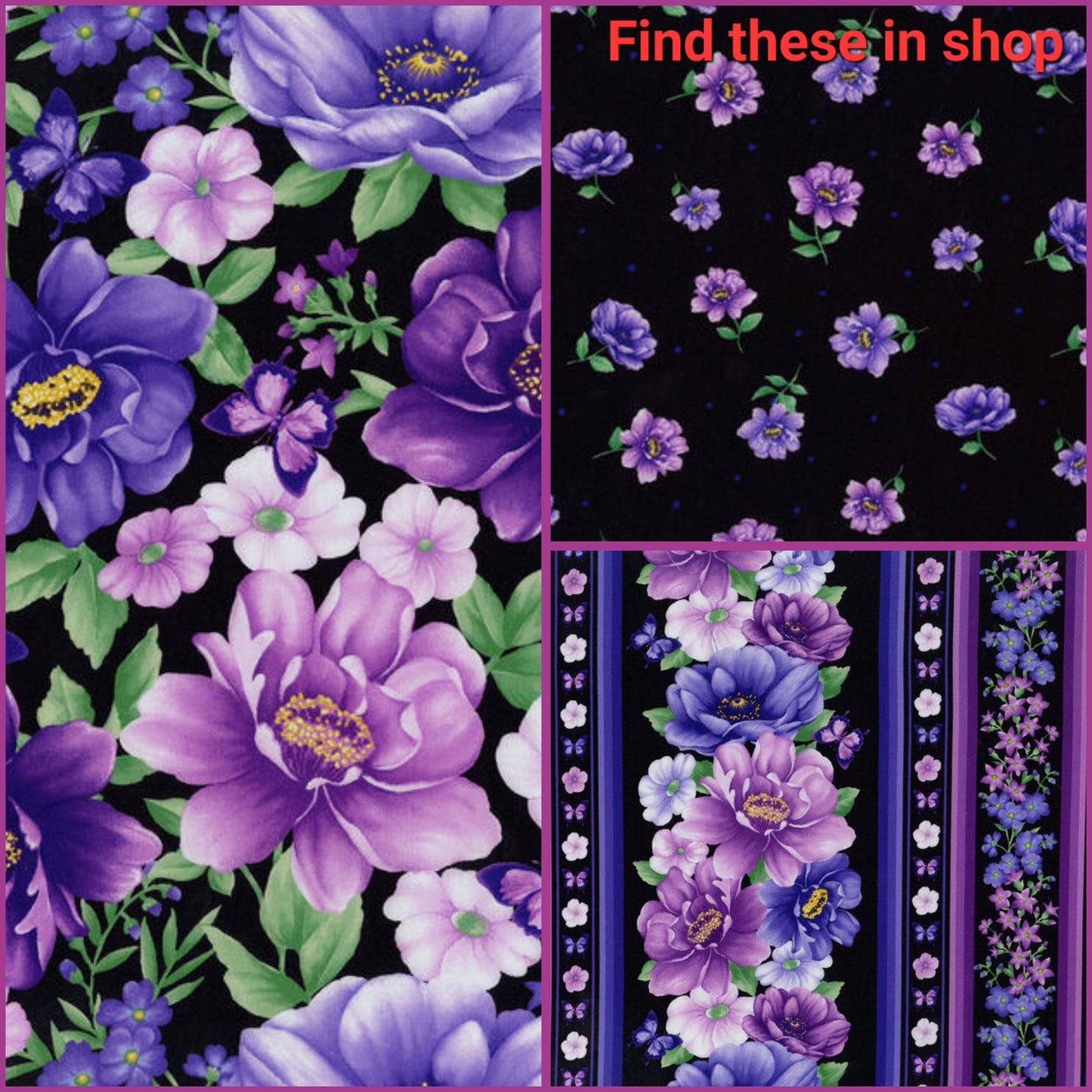 Hi Fashion Dahlia Purple Small Floral Premium Cotton Fabric 100% Cotton (small bolt)