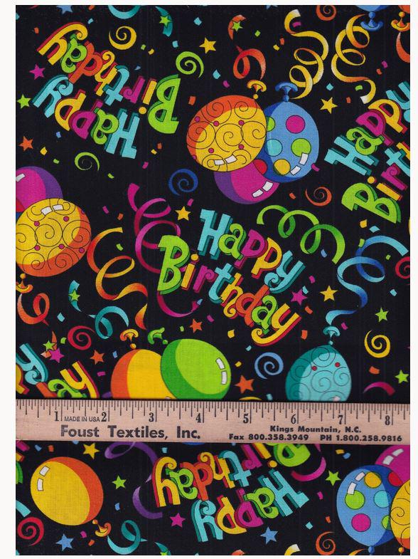 Hi Fashion HF-Novelty 0846-1220 Black - Birthday 100% Cotton fabric