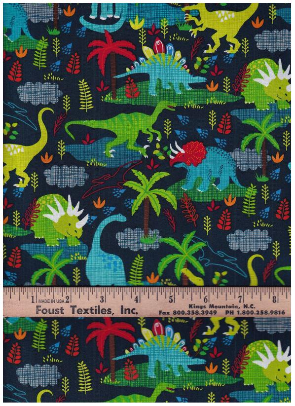 Hi Fashion HF-Novelty 1556-7068 Navy - Dinos 100% Cotton fabric