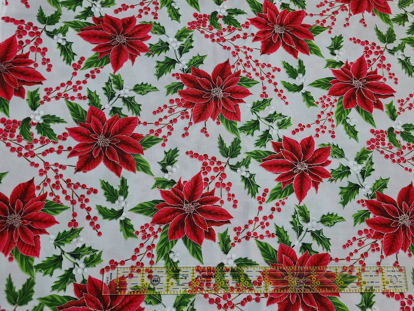 Holiday Decadence by Hoffman Fabrics S7703-597S-December-Silver Christmas holiday metallic 100% cotton half yard by the yard