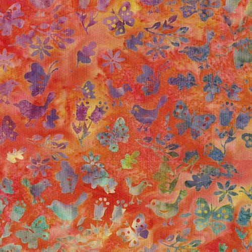 Island Batik 122355266 Flutterwings-Orange Tiger 100% cotton floral Batik fabric
