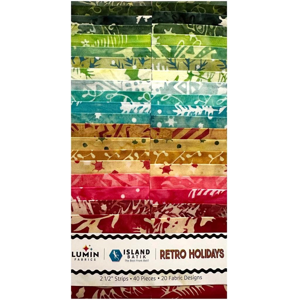 Island Batik Retro Holidays Strip Pack 2.5" Fabric Strip Pack 40 pieces 100% cotton Batik fabric
