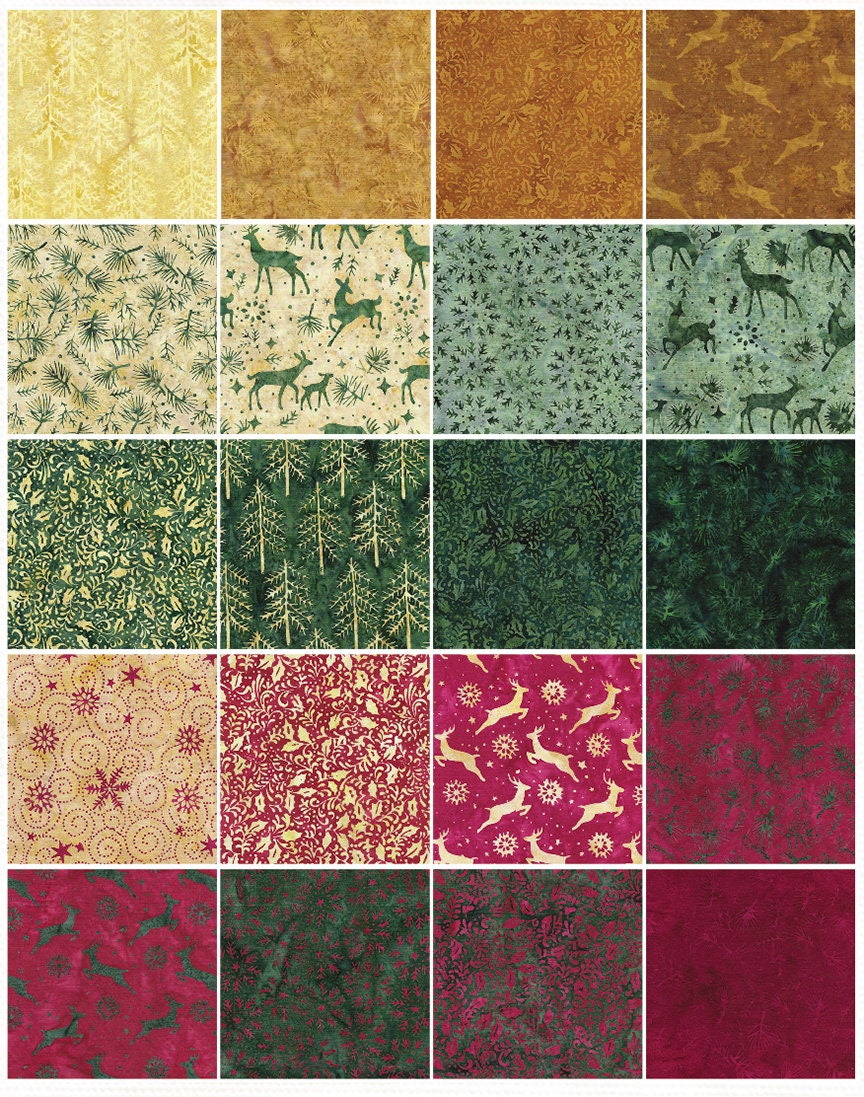 Island Batik Woodland Holiday-SP 2.5″ Strip Pack • 40 pieces of fabric with 20 different designs 100% cotton Batik fabric