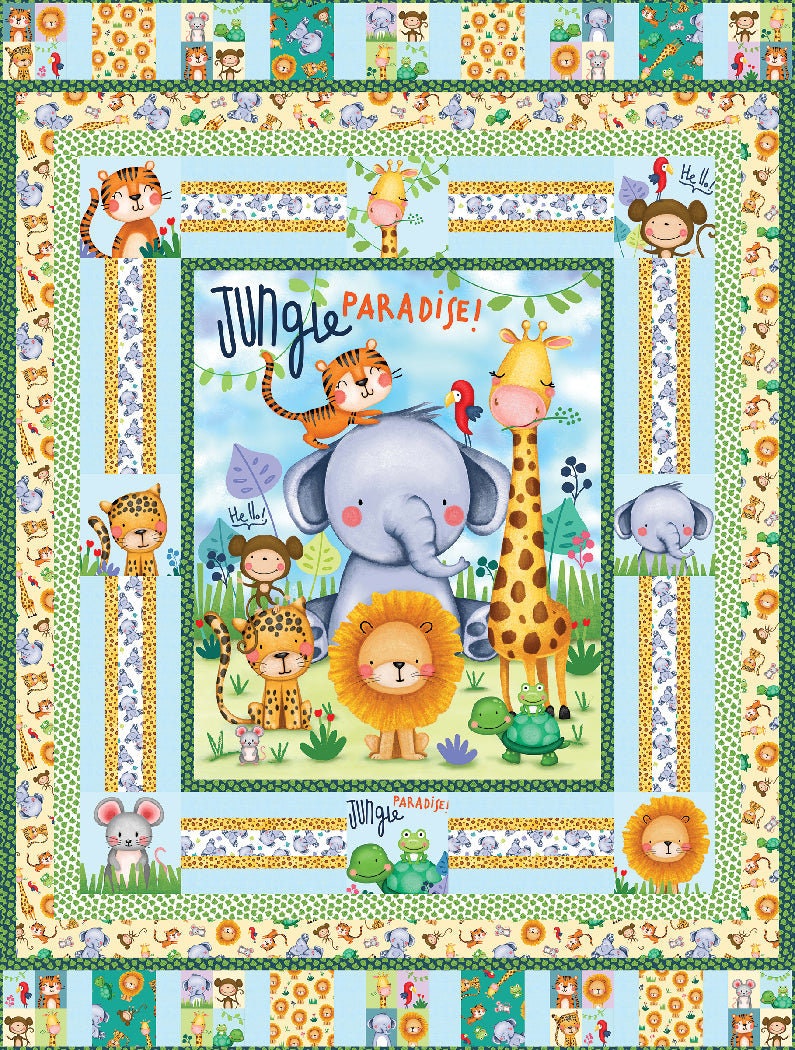 Jungle Paradise collection 36" panel 22" blocks with coordinates from Michael Miller 100% cotton fabric