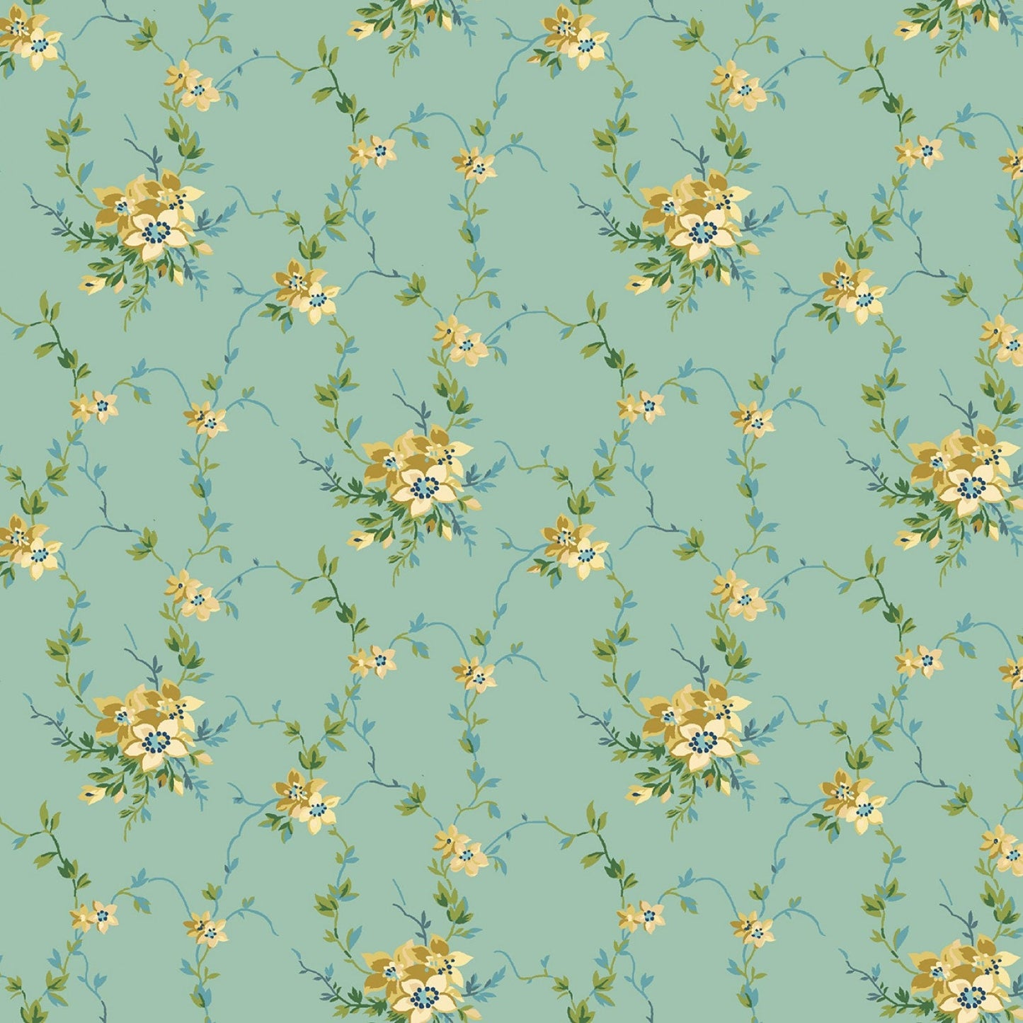 Marcella Turquoise Trellis from Marcus Fabrics # R1502-TURQUOISE 100% Cotton fabric