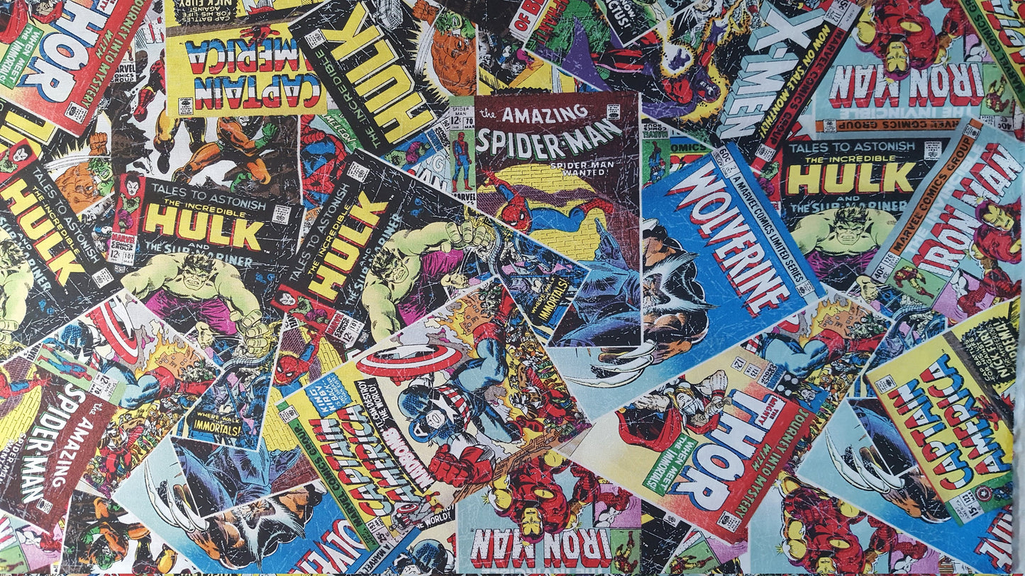 Marvel Comics clearance Cotton Fabric Retro Comic fat quarter half yard