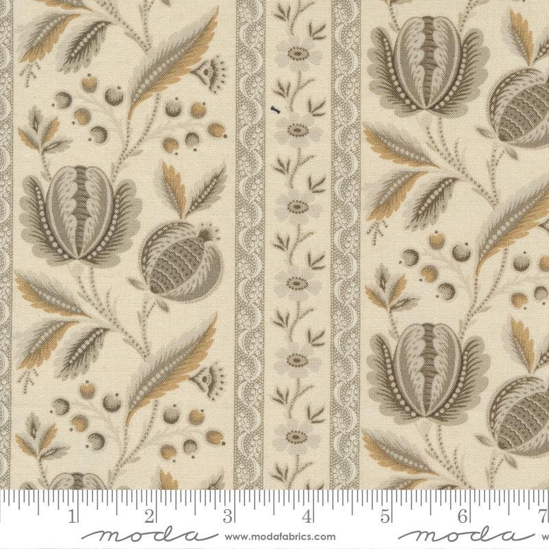 Moda Fabrics Chateau De Chantilly Pearl Roch 13940 11 Picardy Florals Stripe by French General 100% quilting Cotton fabric