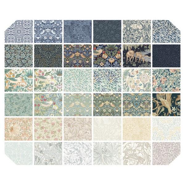 Morris & Co. 5" Charm Pack FB6CPWM.multi Saturday Stash 42 pcs by FreeSpirit 100% quilting Cotton fabric