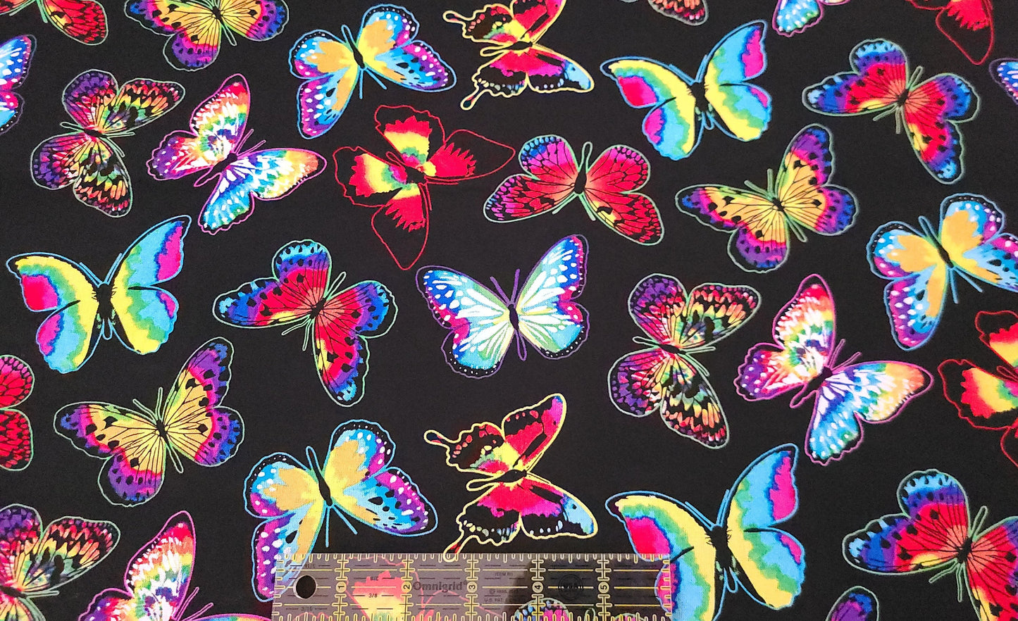 Novelty Cotton Fabric Tie Dye Butterflies 100% Cotton
