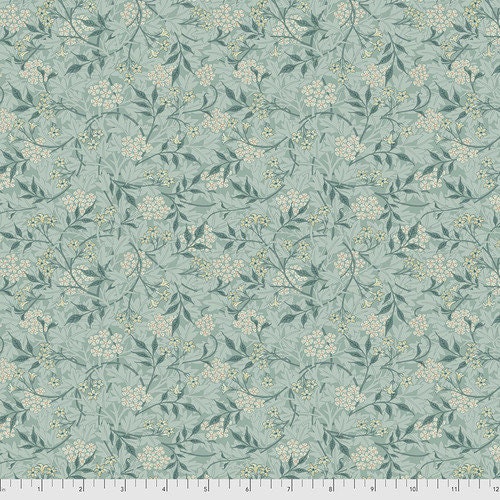 ORIGINAL MORRIS & Co Jasmine - Aqua PWWM059.AQUA from Free Spirit Fabrics 100% Cotton by 1/2 Yard increment