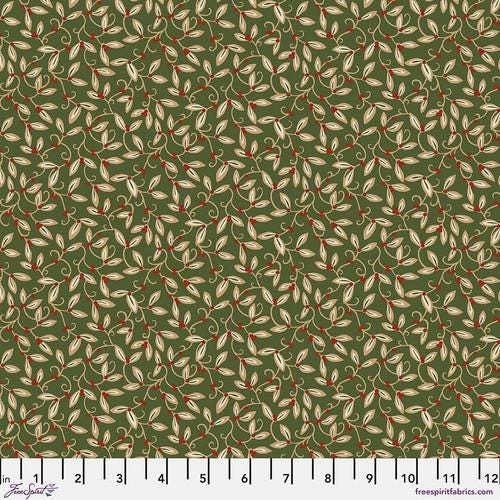 ORIGINAL MORRIS & Co Mistletoe - Green The Cotswold Holiday Collection PWWM095.GREEN for Free Spirit William Morris fabric 100% Cotton
