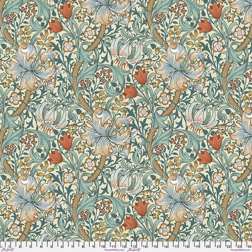 Original Morris & Co. Backing Fabric Golden Lily Autumn 108" wide backing QBWM007.AUTUMN William Morris 100% Cotton fabric