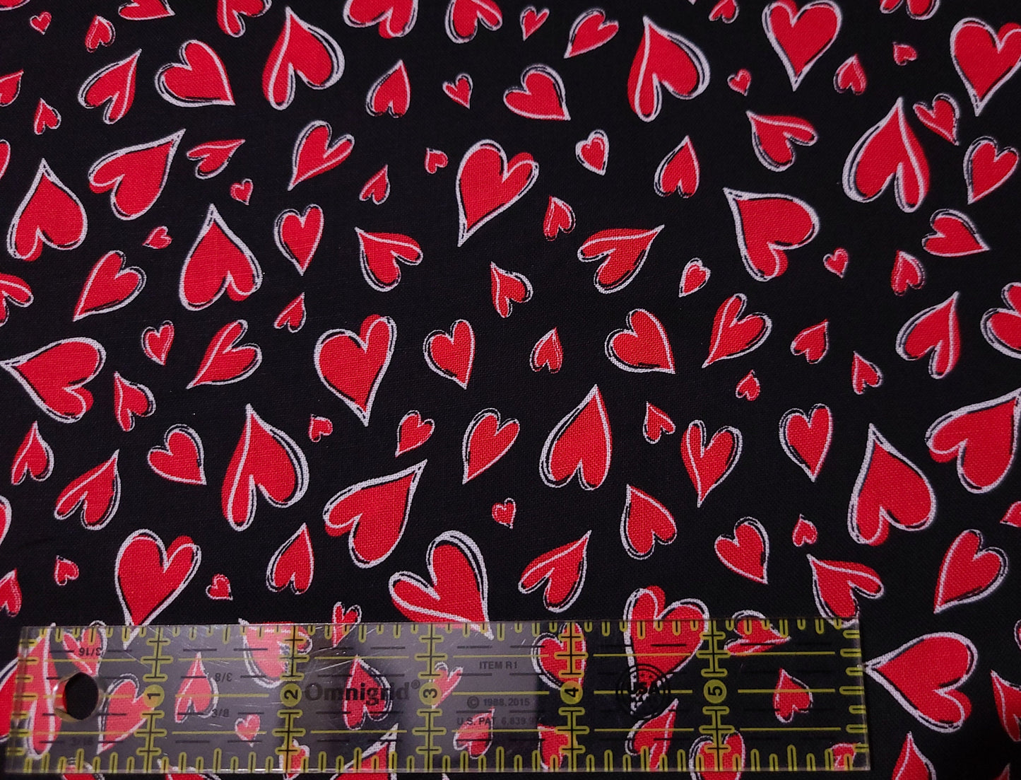 Parisian Hearts on black from Timeless Treasures Valentine's Day Novelty 100% Cotton Fabric