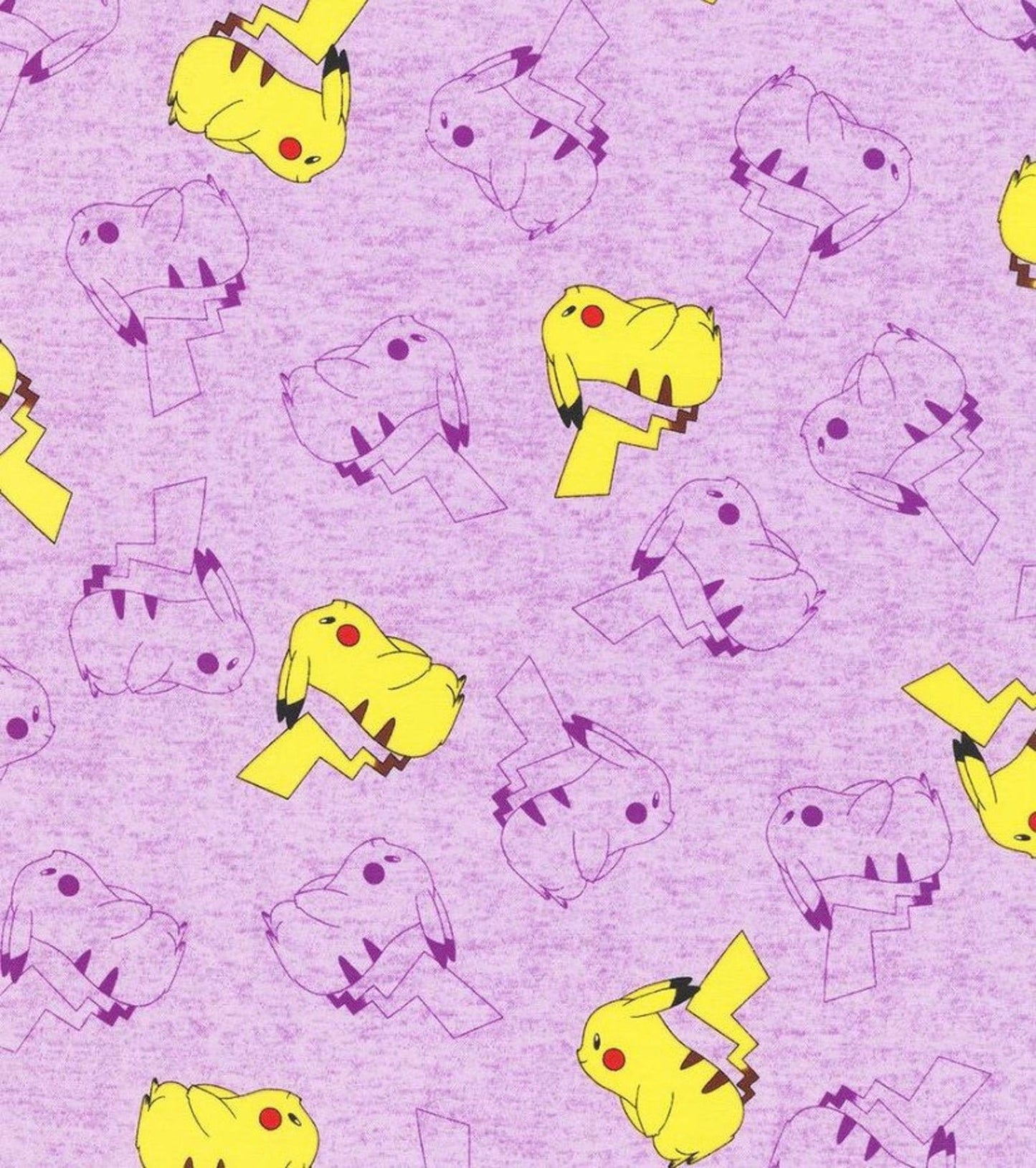 Pokemon pica side heather cotton fabric - pikachu cotton fabric by Kaufman