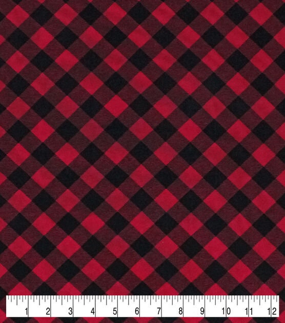 Red Black Bias Check Christmas Cotton Fabric 100% Cotton sold by half yard by the yard