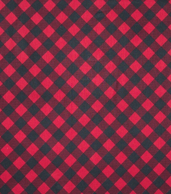 Red Black Bias Check Christmas Cotton Fabric Traditional Red plaid 100% Cotton sold by half yard by the yard