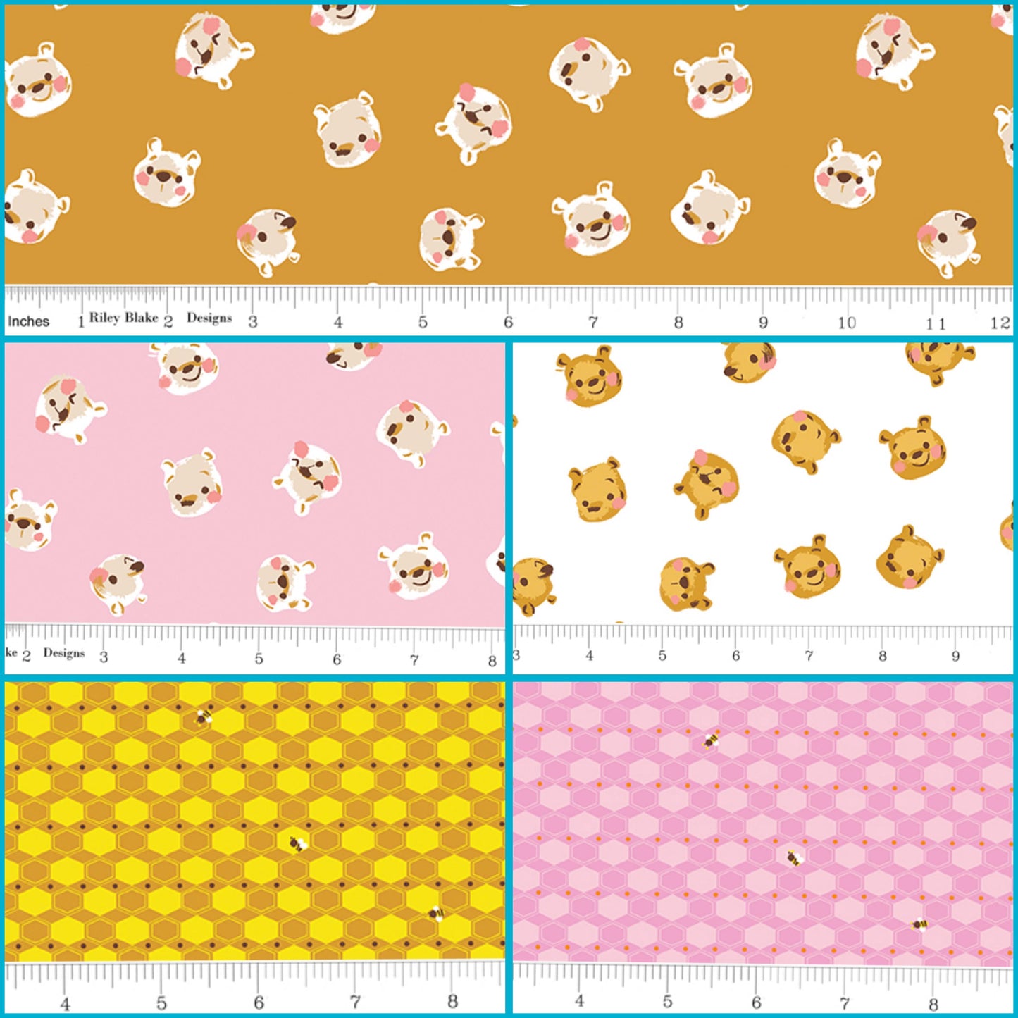 Riley Blake 100 Aker Woods Winnie the Pooh pre-cut Fat Quarters Bundles by Jill Howarth Assorted Classic quilting Cotton Fabrics