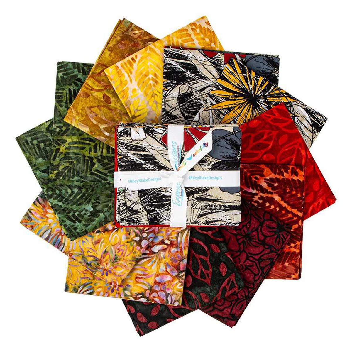 Riley Blake Expressions Batiks Floral Reflections 12 pcs Fat Quarter Bundle A FQ-23186A-12 100% Cotton fabric