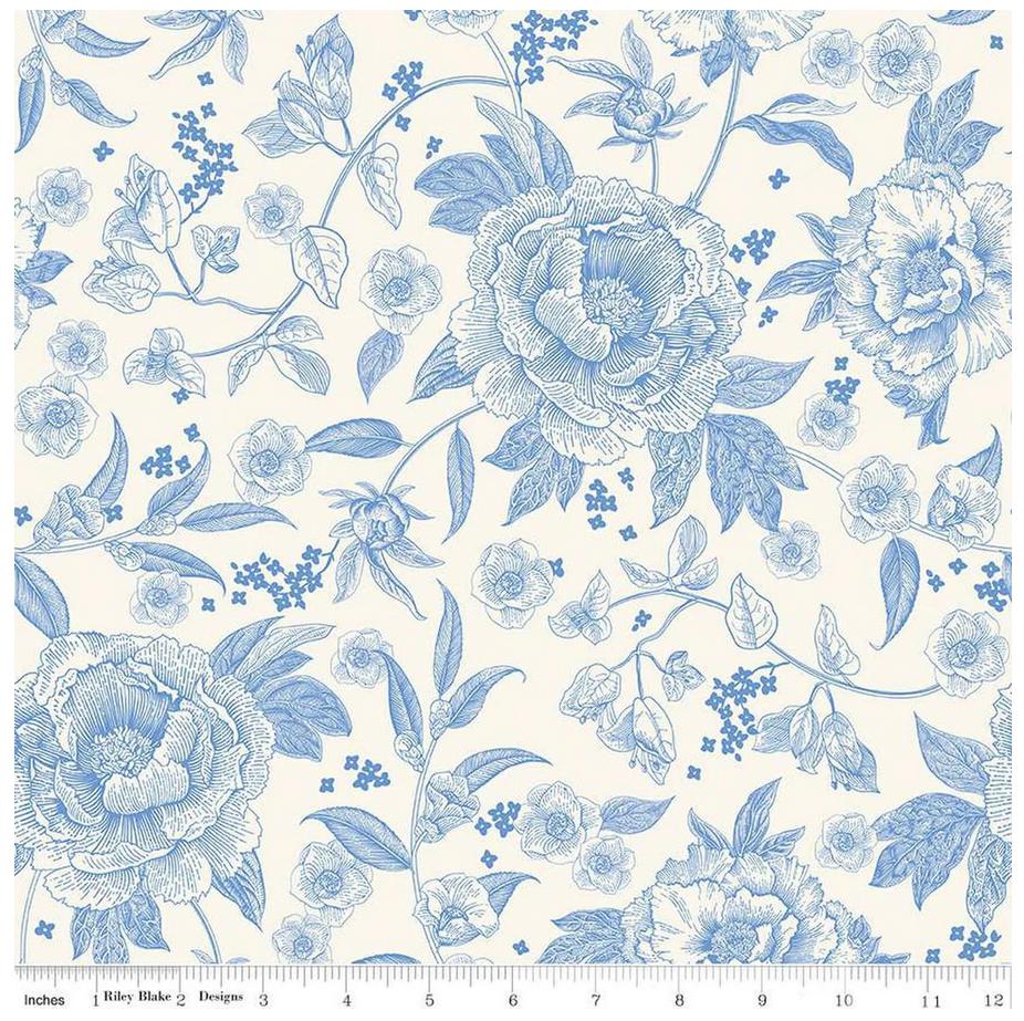 Riley Blake Wide Back 3 yard cut Penelope Floral WIDE BACK WB16648 Cream 107/108" Wide Quilting Cotton Fabric 100% cottons