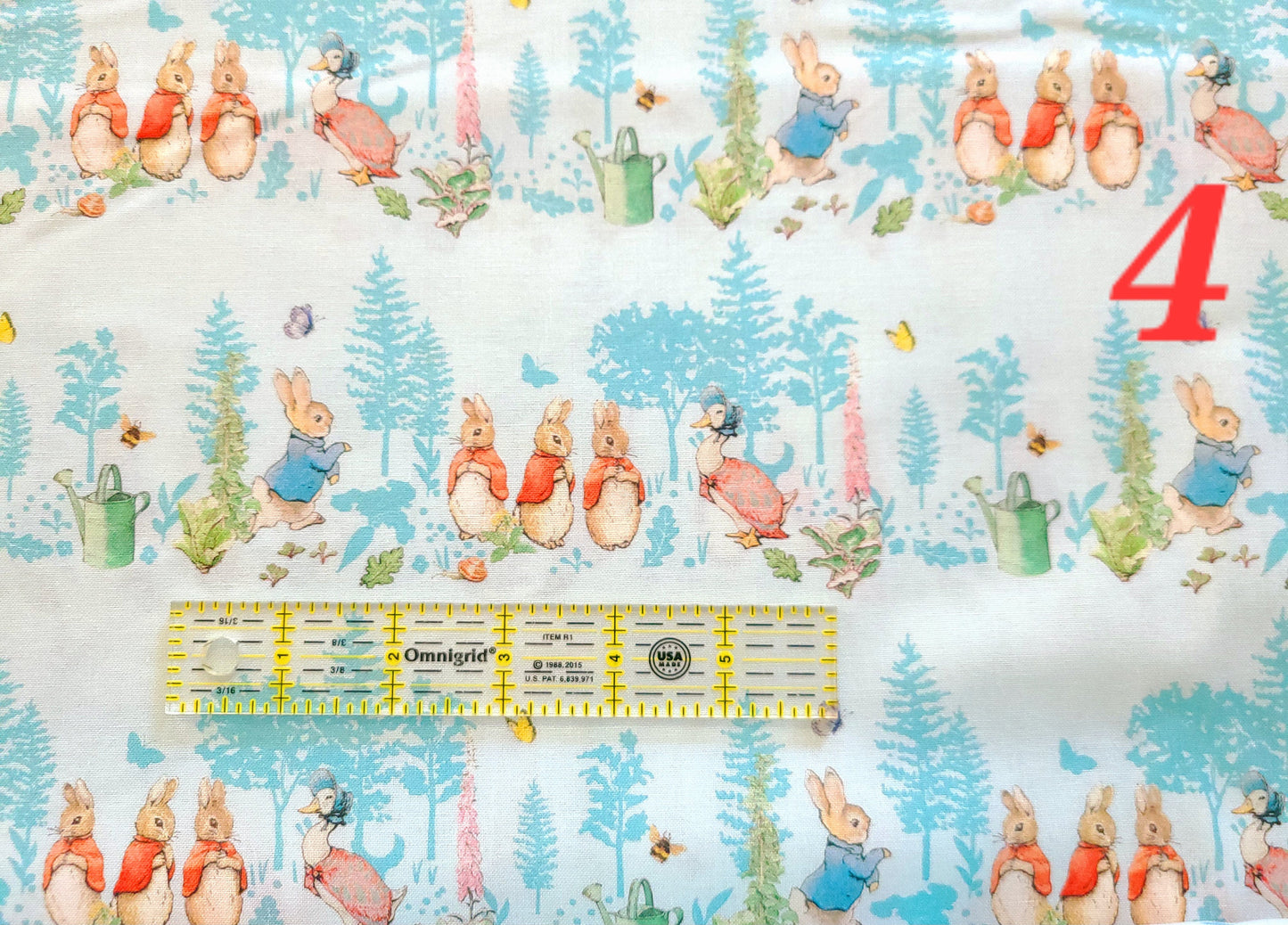 Spring Creative Peter Rabbit Garden Scenic Round Pack and badge 100% Cotton Fabric