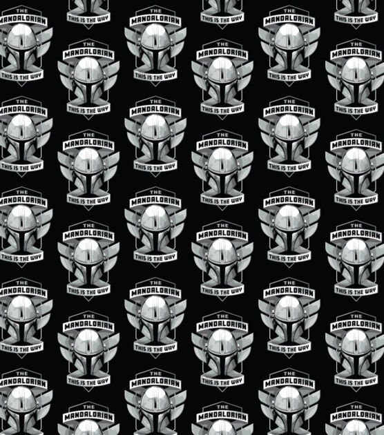 Star Wars Mandalorian Helmet Badge 100% Cotton Fabric fat quarter half yard by the yard