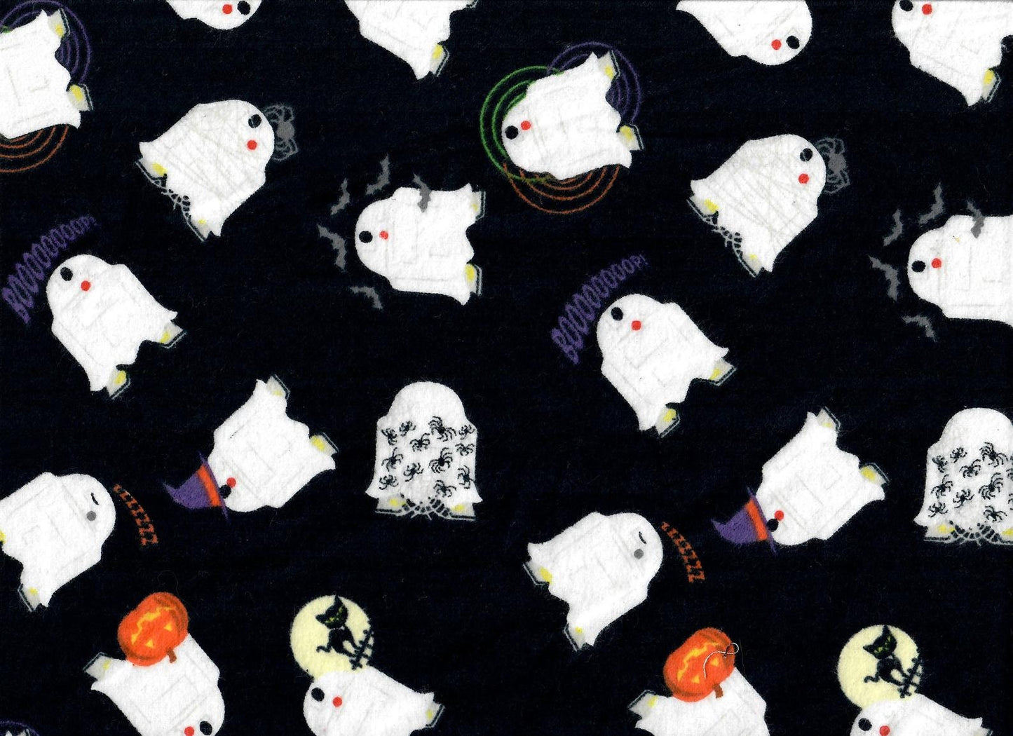Star Wars R2D2 Flannel Fabric Halloween costume Trick or Treat black white pumpkin bat FQ Half Yard One Yard