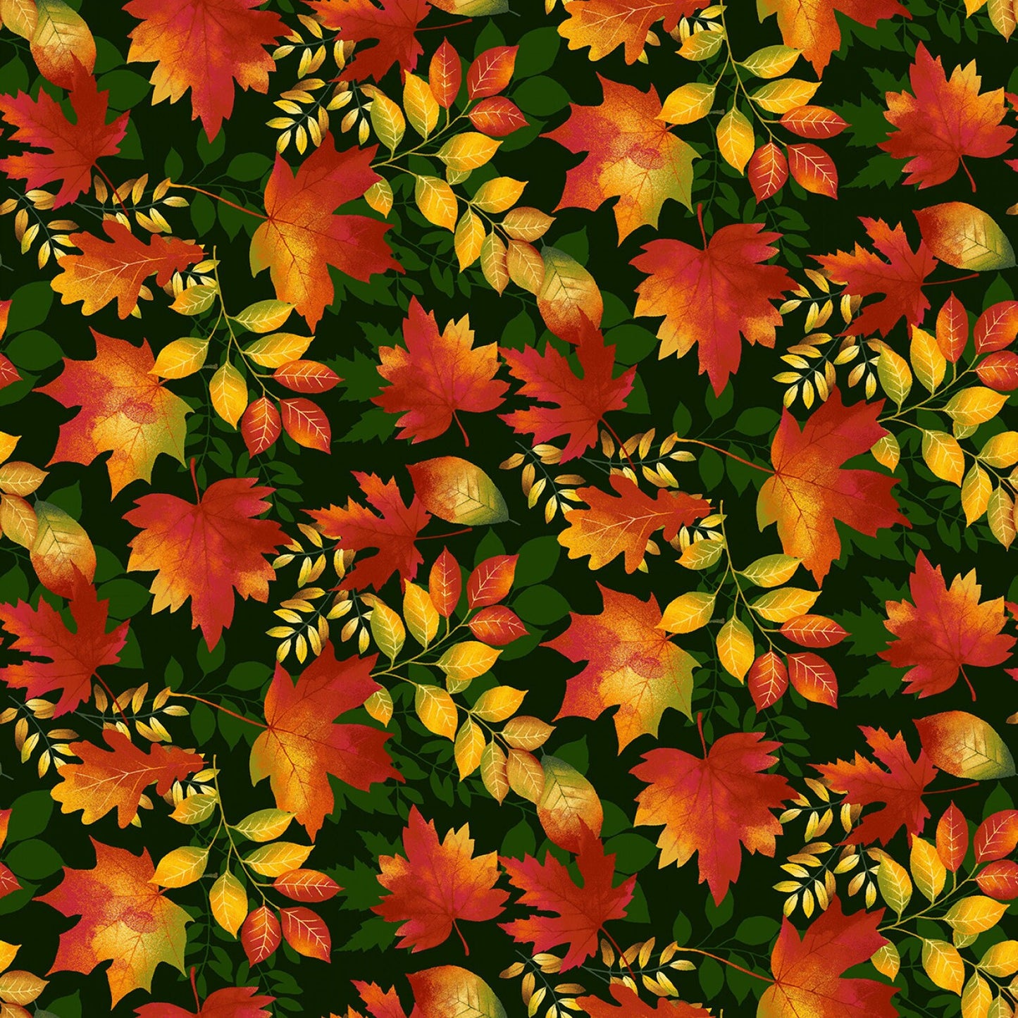 Studio E Forest Leaves from Collection Seeds of Gratitude # 7700-68 fall theme 100% cotton